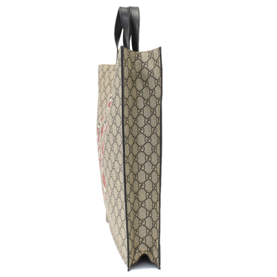 GUCCI 2-Way Handbag/Shoulder Bag 450950 GG Supreme Snake PVC Leather Beige