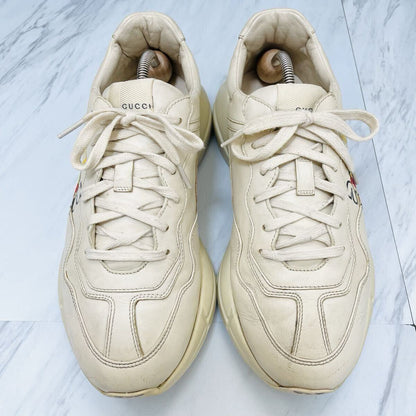 Gucci Rhyton Sherry Line Logo Dad Sneakers, Platform Sole, Ivory, Men's Size 8 (equivalent to 27cm)