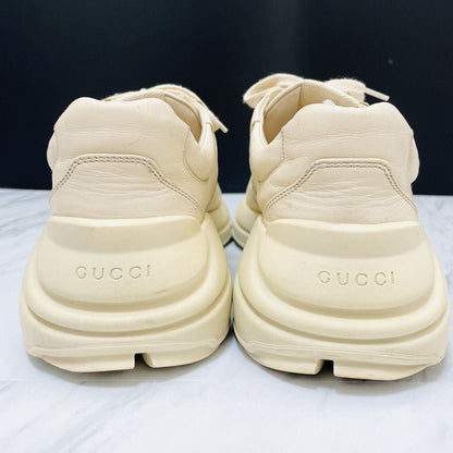 Gucci Rhyton Sherry Line Logo Dad Sneakers, Platform Sole, Ivory, Men's Size 8 (equivalent to 27cm)