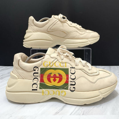 Gucci Rhyton Sherry Line Logo Dad Sneakers, Platform Sole, Ivory, Men's Size 8 (equivalent to 27cm)