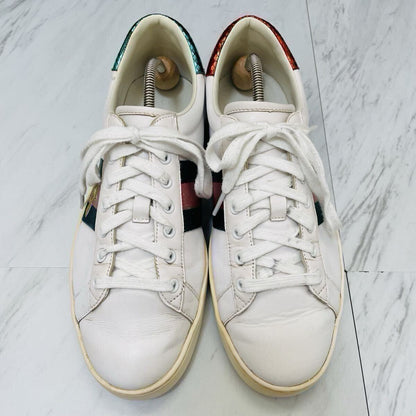 GUCCI Ace low-top sneakers with embroidered bee pattern in genuine leather, white, men's size 28.5cm