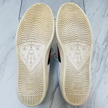 GUCCI Ace low-top sneakers with embroidered bee pattern in genuine leather, white, men's size 28.5cm