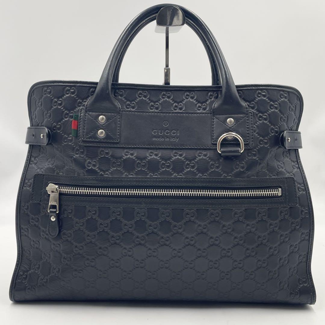 GUCCI Business Man Bag Briefcase, Shimmer Leather, Sherry Line, Logo GG Pattern