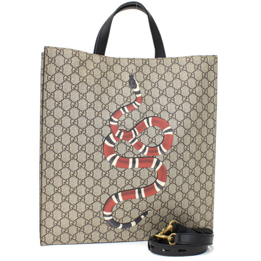 GUCCI 2-Way Handbag/Shoulder Bag 450950 GG Supreme Snake PVC Leather Beige
