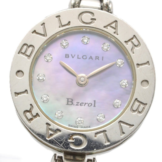 BVLGARI BZ22S B.zero1 Women's Watch with 12 Diamonds, Shell Dial, Quartz Movement, Stainless Steel, Silver