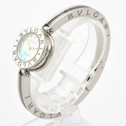BVLGARI BZ22S B.zero1 Women's Watch with 12 Diamonds, Shell Dial, Quartz Movement, Stainless Steel, Silver