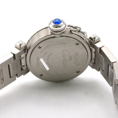 Cartier Miss Pasha 3973 Stainless Steel QZ Women's Watch with Diamond Bezel and Blue Dial