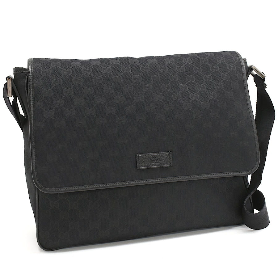 Gucci shoulder bag messenger bag 233052 GG canvas leather black