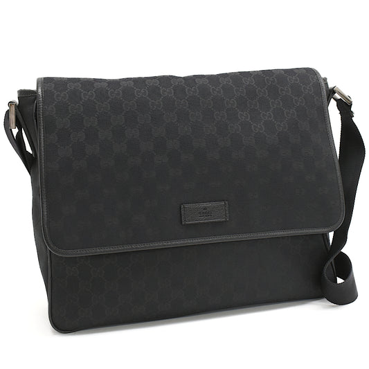 Gucci shoulder bag messenger bag 233052 GG canvas leather black