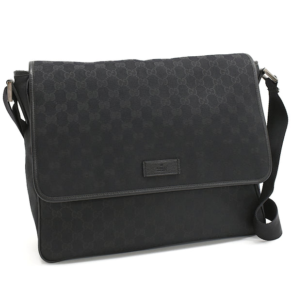Gucci shoulder bag messenger bag 233052 GG canvas leather black