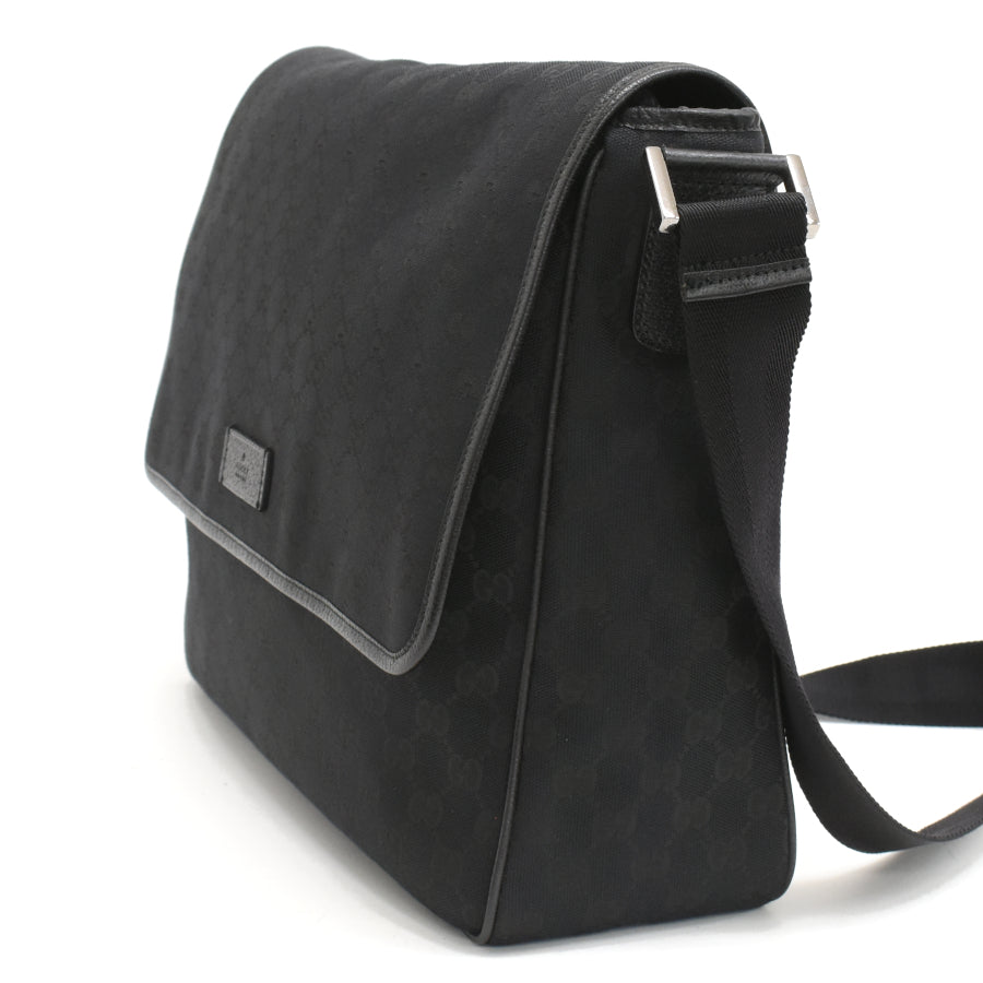 Gucci shoulder bag messenger bag 233052 GG canvas leather black